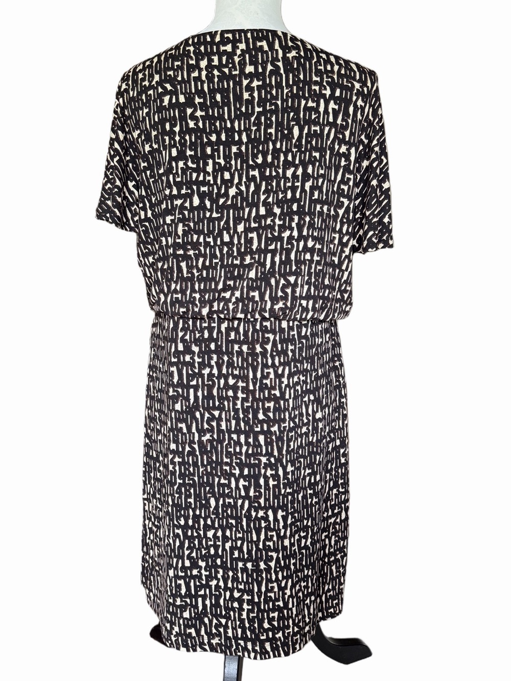 NIC + ZOE Black Letterpress Print Dress | Short Sleeve | Size Petite Large - Picture 2 of 4